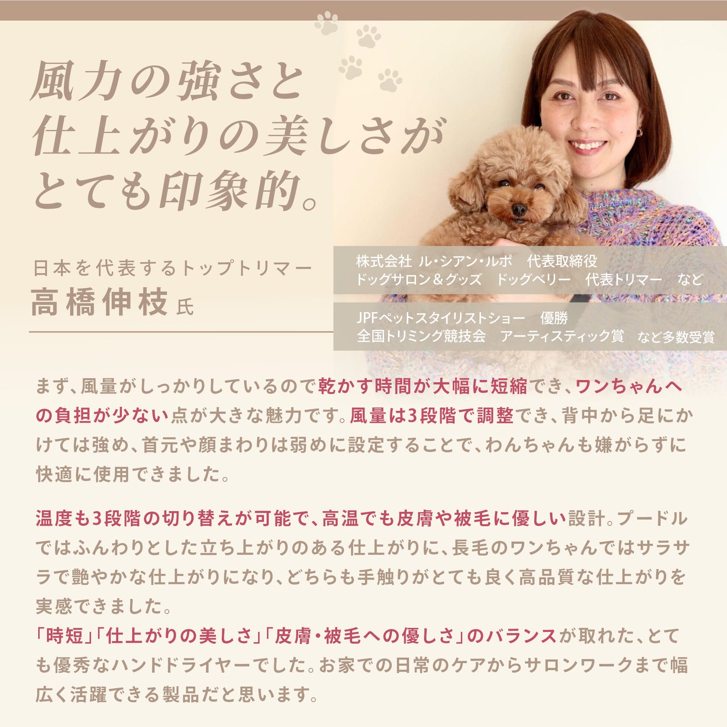 Lumoa高濃度イオンペットドライヤー 【PSE認証】